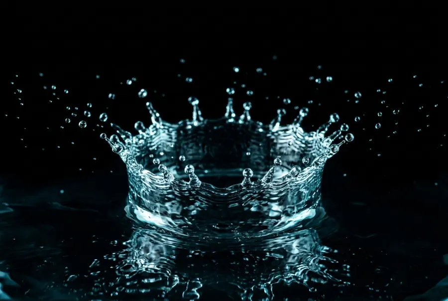 Kreisförmige Kronensplash-Aufnahme von klarem Wasser